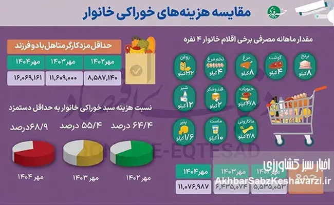افزایش-سهم-خوراکی‌ها-از-درآمد-خانوار؛-۷۰-درصد-حداقل-دستمزد-در-سبد-غذا